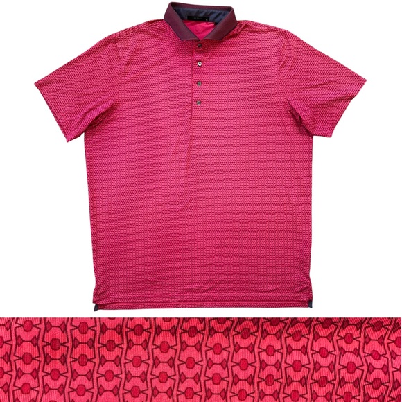 Greyson Light & Dark Pink Geometric Print Short Sleeve Golf Polo Size XL - Picture 1 of 10